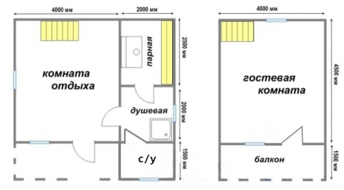 Проект бани с мансардой