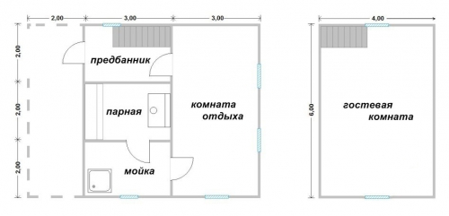 Проект бани с мансардой