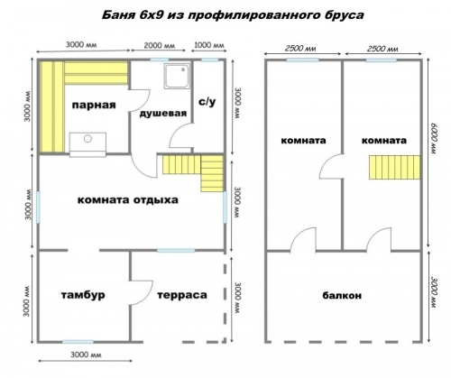 Проект бани с мансардой