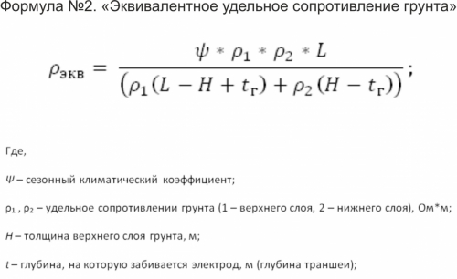 Формула №2. «Эквивалентное удельное сопротивление грунта»